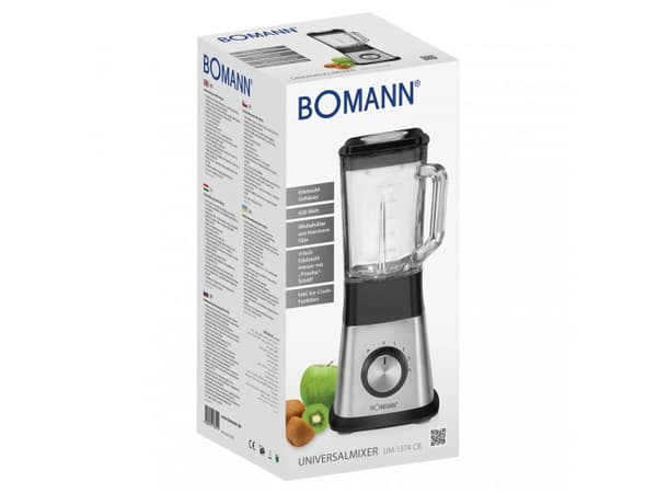 Bomann UM 1374 CB, Bord juicepresse, 1,5 l, Pulsfunksjon, Isknusing, 650 W, Sort, Rustfritt stål