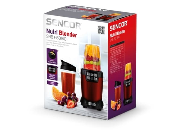 Sencor SNB 6601RD, 1 l, Sort, Rød, 1200 W, 220 - 240 V, 50 - 60 Hz, Boks