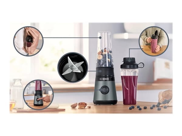 Bosch VitaPower MMB2111S, Pöydällä pidettävä tehosekoitin, 0,6 L, 450 W, Ruostumaton teräs