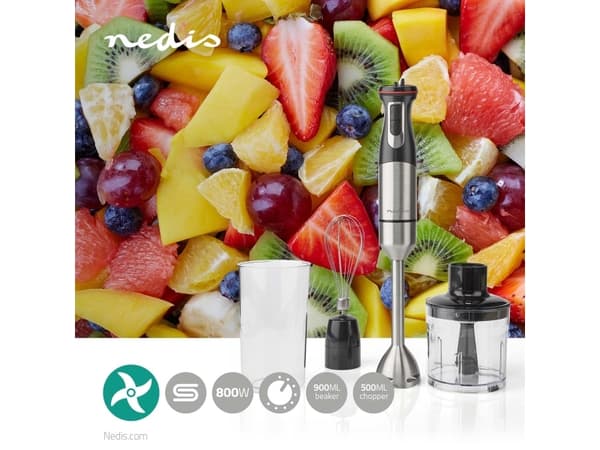 Nedis KAHB400CAL, Stavmixer, Pulsfunktion, 1,1 m, 800 W, Gjuten aluminium, Svart