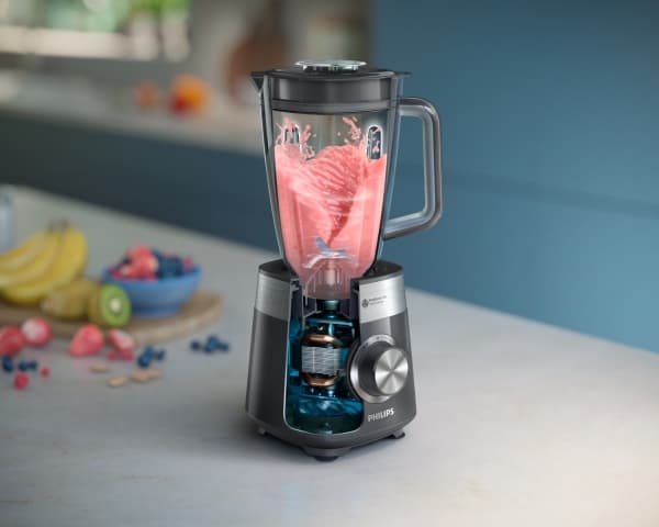 Philips 5000 series Tehosekoitin HR3020/20, Pöytäsekoitin, 2 L, Impulssitoiminto, Jään murskaus, 1000 W, Harmaa, Ruostumaton teräs