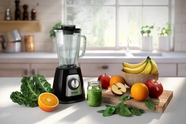 Tefal BlendForce II BL4358, Bord juicepresse, 1,25 l, Pulsfunksjon, Isknusing, 800 W, Sort, Børstet stål