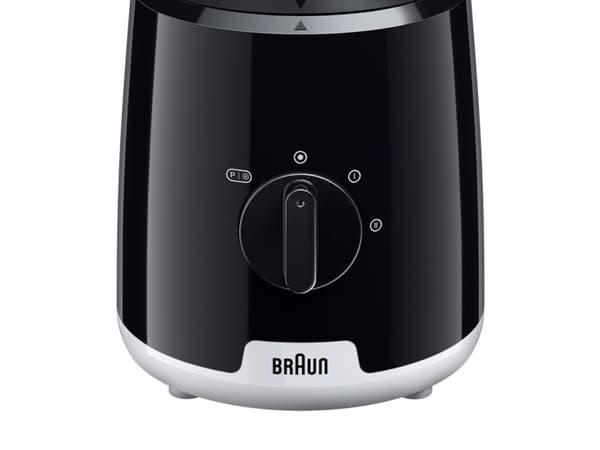 Braun JB1051BK Household PowerBlend 1 stativblandare med 1,5 liters mixerkanna i glas inkl. to-go-kopp, köksassistent för hackning, puré och mixning,