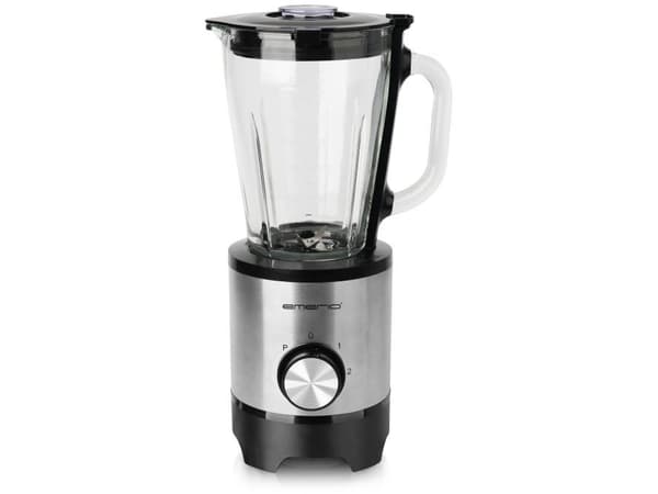 Emerio BL-130988, Bärbar mixer, 1,5 l, Pulsfunktion, Iskrossning, 500 W, Svart, Rostfritt stål, Transparent