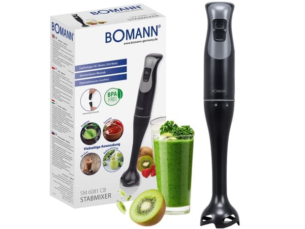 Bomann SM 6081 CB, Stavmixer, 350 W, Svart, Rostfritt stål