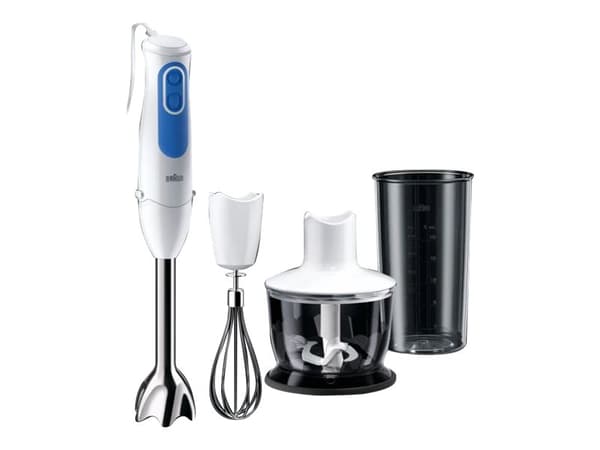 Braun MQ3035WH Sauce, Stavmixer, 0,6 l, Pulsfunktion, 700 W, Blå, Vit