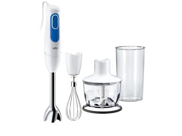 Braun MQ3035WH Sauce, Stavmixer, 0,6 l, Pulsfunktion, 700 W, Blå, Vit