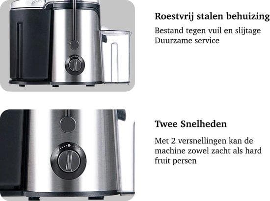 Rospper - Saprifuge - Juicer - Smoothie Maker - With PulpContainer - Grönsaker / frukt - 1500 ml - 600W - Rostfritt stål / svart