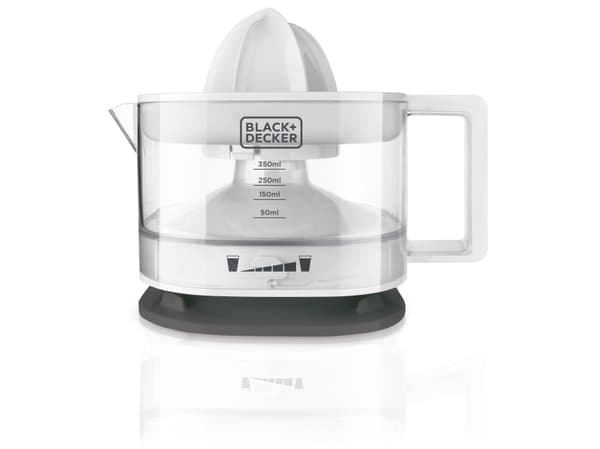 Black & Decker BXCJ25E, Keskipakoinen mehustin, Harmaa, Läpinäkyvä, Valkoinen, 0,35 L, Muovi, 25 W