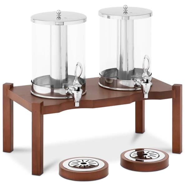 Royal Catering Juicedispenser - 2 x 7 L - Kylsystem - Mörk träställning