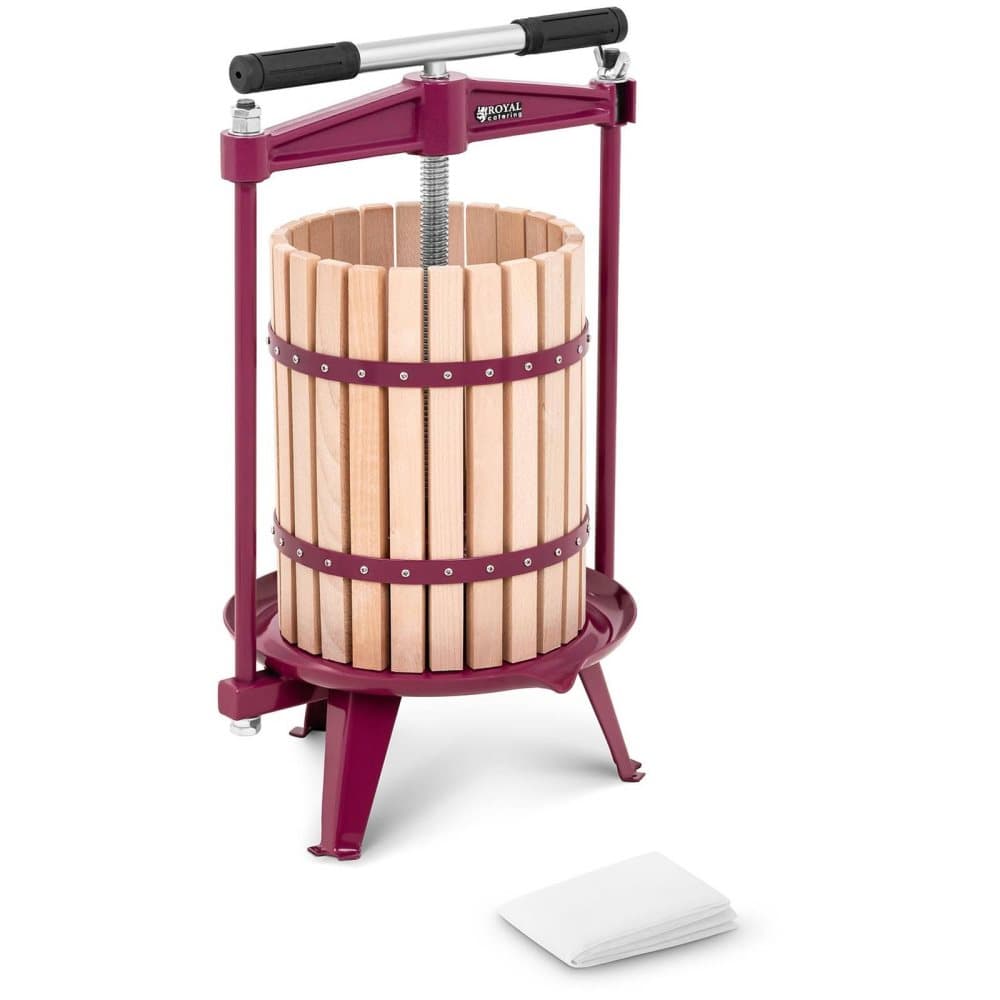 Royal Catering Fruktpress - Manuell - Trä - 18 L - Inkl. 1 pressduk