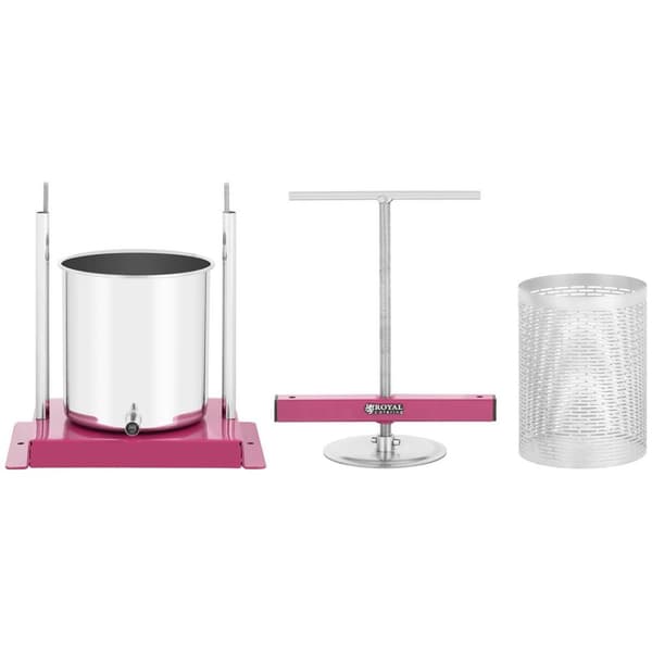 Royal Catering Fruktpress - rostfritt stål/järn - 5 l - inkl. 5 pressdukar - Royal Catering