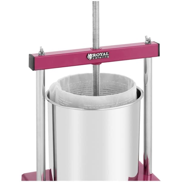 Royal Catering Fruktpress - rostfritt stål/järn - 5 l - inkl. 5 pressdukar - Royal Catering