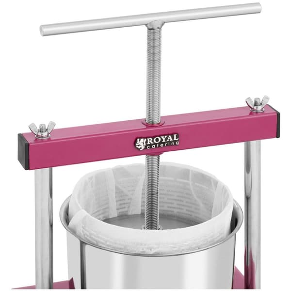 Royal Catering Fruktpress - rostfritt stål/järn - 3 l - Inkl. 5 pressdukar - Royal Catering