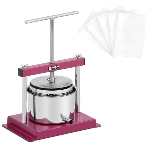 Royal Catering Fruktpress - rostfritt stål/järn - 3 l - Inkl. 5 pressdukar - Royal Catering