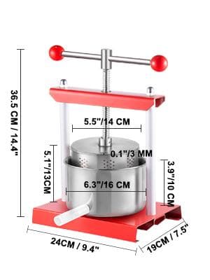 2L multifunktionell manuell juicepress i rostfritt stål med bekväma dubbla fat, lätt att använda, lätt att demontera och rengöra
