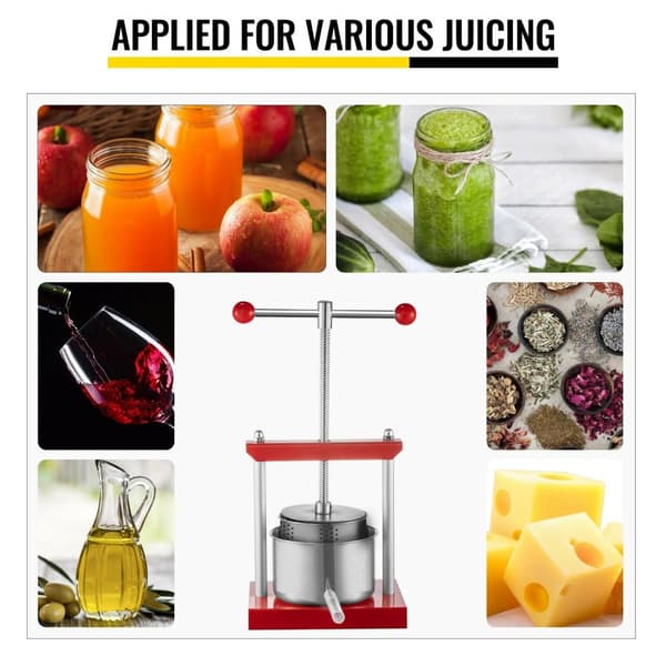 2L multifunktionell manuell juicepress i rostfritt stål med bekväma dubbla fat, lätt att använda, lätt att demontera och rengöra