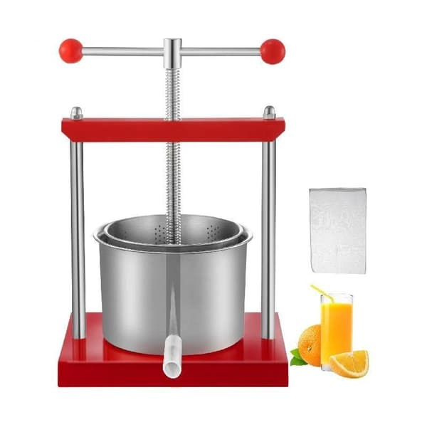 2L multifunktionell manuell juicepress i rostfritt stål med bekväma dubbla fat, lätt att använda, lätt att demontera och rengöra