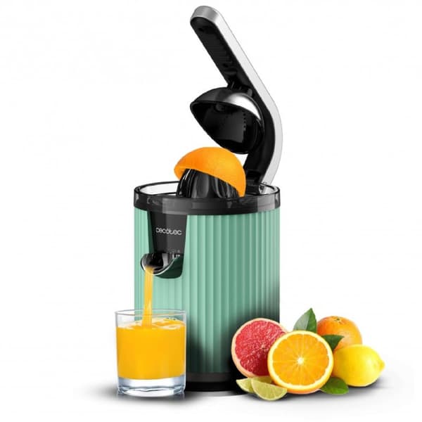 Cecotec Retro electric juicer with lever for oranges and citrus fruits with 600 W of power, stainless-steel filter, a plastic cone, a lever press to