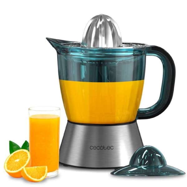 Cecotec Electric juicer for oranges and citrus fruits with 60 W of power and stainless-steel filter. Includes 2 removable cones, one plastic and one