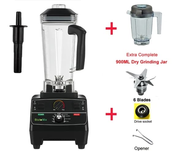 Blender Mixer, BPA-fri, Smart Timer, Ekstra 2L Krukke 3Dele, EU Stik