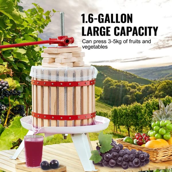 6L multi-purpose fruktvinpress, manuell juicepress med stånghandtag, överlägsen juicekraft, lätt att använda