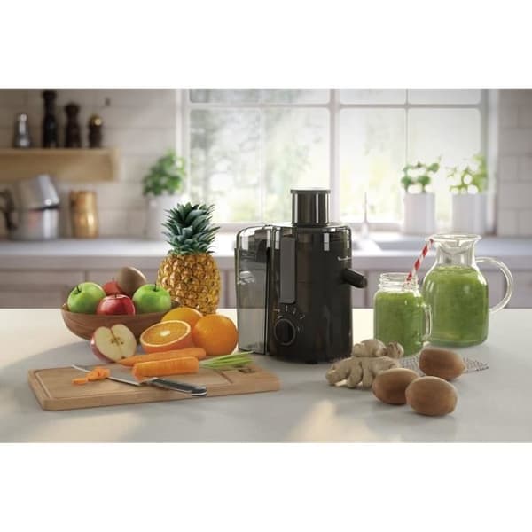 MOULINEX Frutelia plus juicepress, 350W, 2 hastigheter, Rostfritt stålfilter, Anti-droppsystem, Svart JU370810