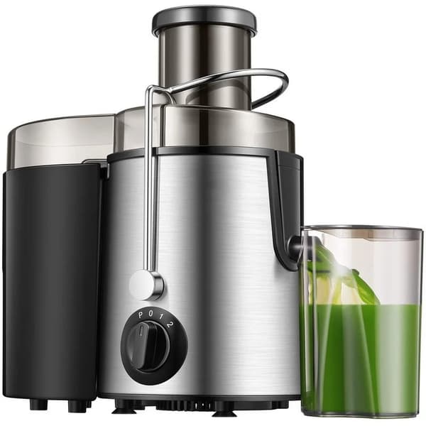 Centrifugalisk Juicemaskin, 400W Dubbel Hastighet, Rostfritt Stål Blad och Hölje,Silver