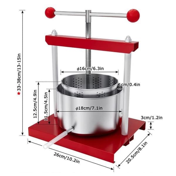 3L manuell fruktpressare Fruktpress med korg i rostfritt stål Mini Fruktkvarn Äppelpress potatispress