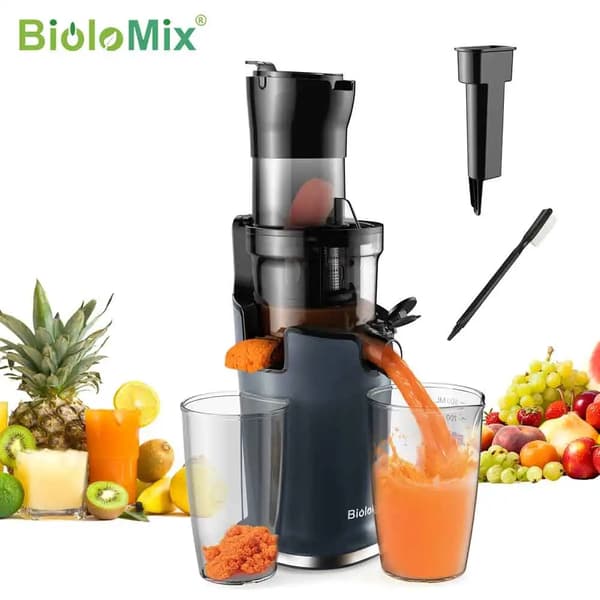 Kallpress Juicemaskin, 200W Låghastighets-extraktor, 78mm Matningsrör,EU, SJ-017