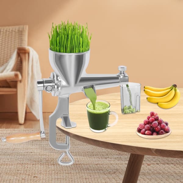 Manuell vetegräsjuicer, hållbar rostfritt stål, lättanvänd, kompakt design