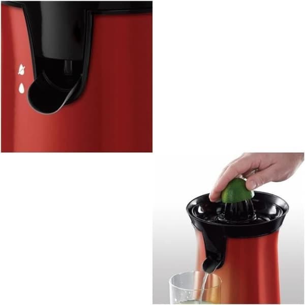Russell Hobbs 26010-56 elektrisk citrusjuicer, 2-vägsrotation, 2 utbytbara koner - röd