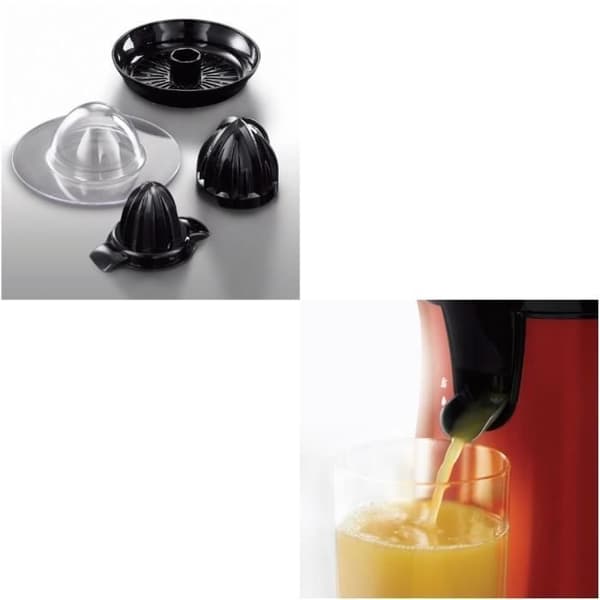 Russell Hobbs 26010-56 elektrisk citrusjuicer, 2-vägsrotation, 2 utbytbara koner - röd