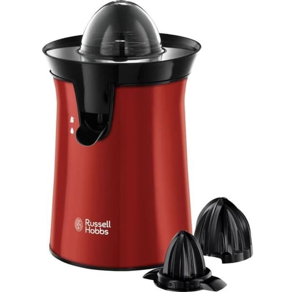 Russell Hobbs 26010-56 elektrisk citrusjuicer, 2-vägsrotation, 2 utbytbara koner - röd