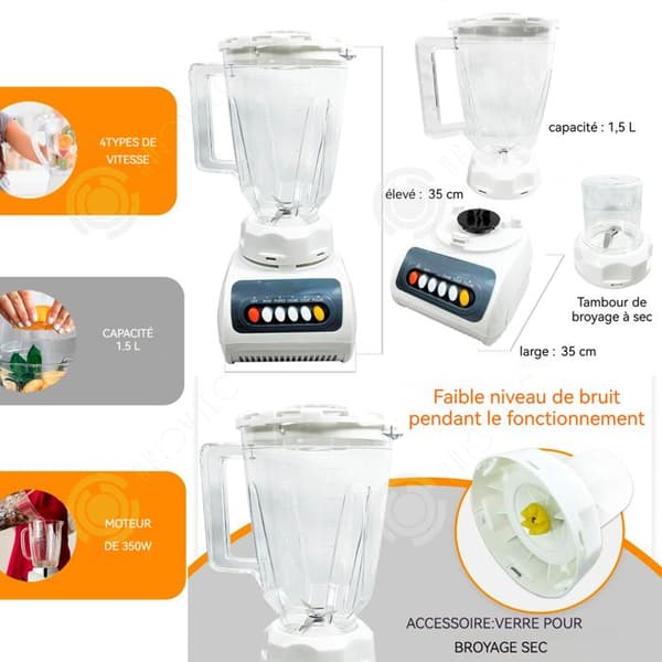 INN Juicer 1,5L Juicekopp 2 i 1 Mixerkvarn 300ml Köttfärsbägare Multifunktionell matberedare