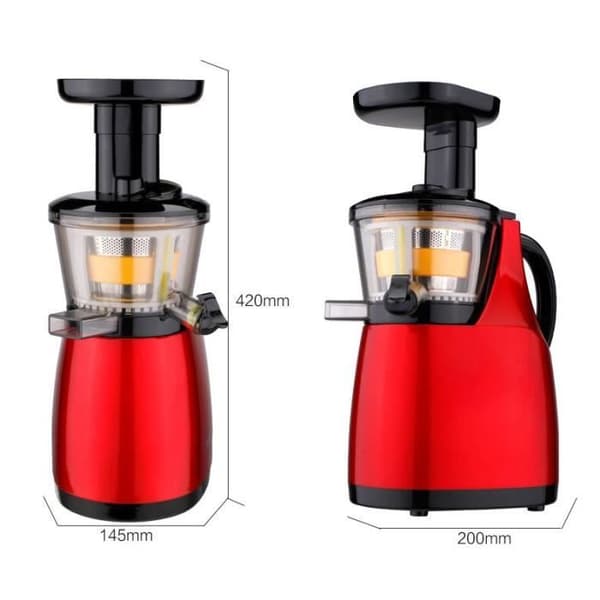 LCC® Slow Juicer för färsk fruktjuice / slow speed juicepress för vitaminkonservering (37 rpm) - röd