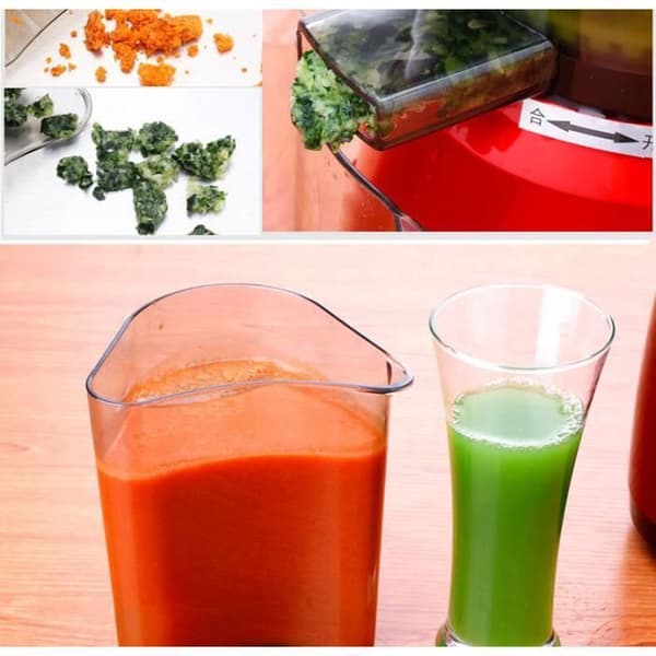 LCC® Slow Juicer för färsk fruktjuice / slow speed juicepress för vitaminkonservering (37 rpm) - röd