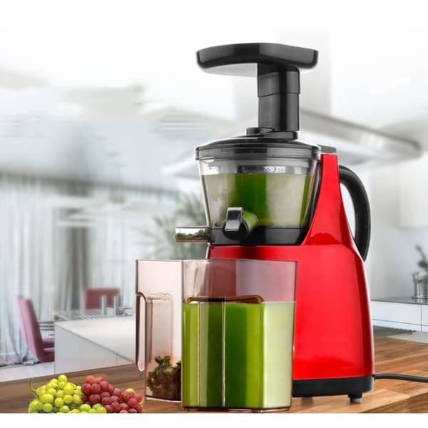 LCC® Slow Juicer för färsk fruktjuice / slow speed juicepress för vitaminkonservering (37 rpm) - röd