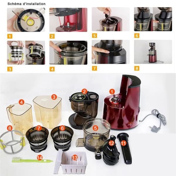 Stor kaliber juicemaskin multifunktionell hushållsautomatisk juicepresshastighet bärbar multifunktionshushåll