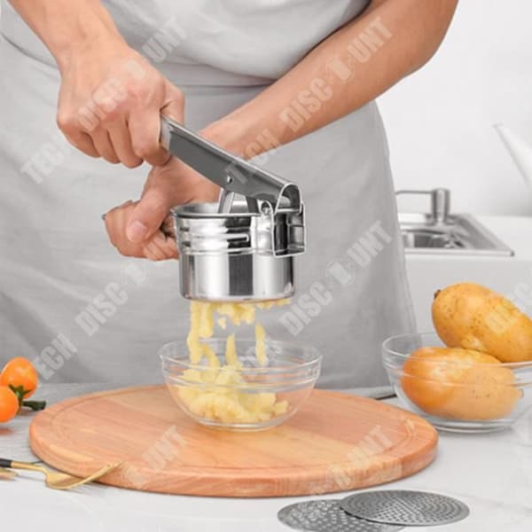 TD® Potatis, mos, vitlök, frukt, grönsakspress rostfritt stål, multifunktionell och professionell grönsaks- och fruktpress