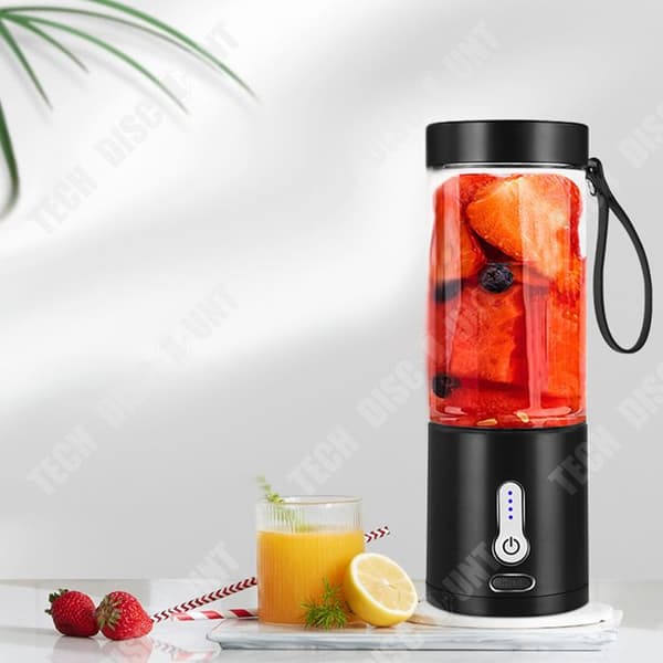 TD® Portable Electric Juicer, Multifunktionell Juicer, Ice Crusher, Uppladdningsbar Juice Extractor, Svart