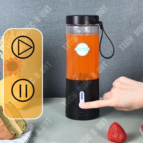 TD® Portable Electric Juicer, Multifunktionell Juicer, Ice Crusher, Uppladdningsbar Juice Extractor, Svart