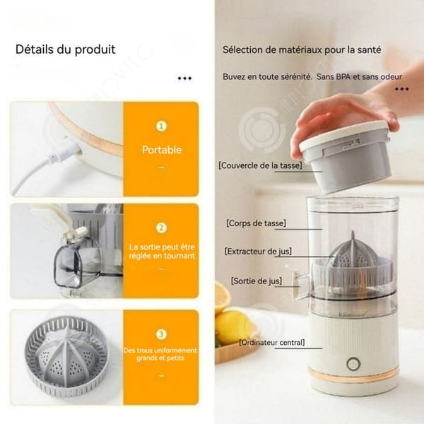 INN Citruspress 600ml 45W juice extractor för hemmabruk bärbar juice separator mini multifunktionell mixer vit