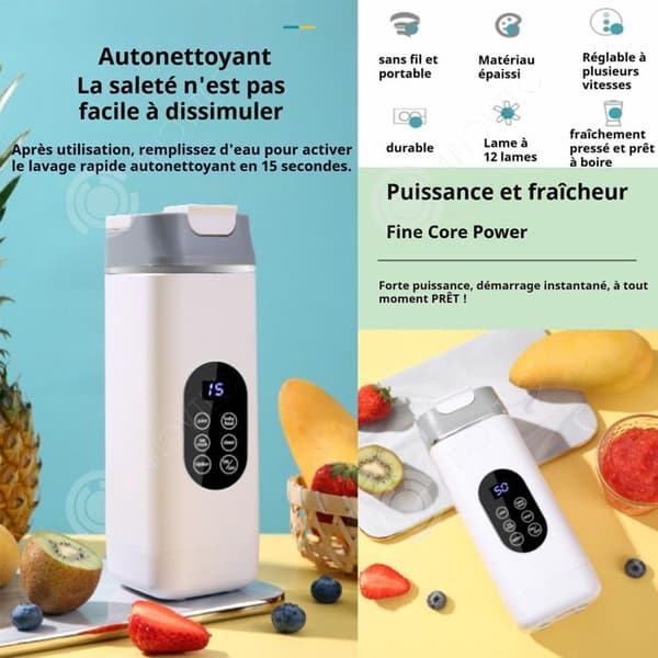 INN Citruspress 420 ml 7.4v 1500mah 12 blad flera justerbara lägen kan lagra is i 5 timmar automatisk rengöring
