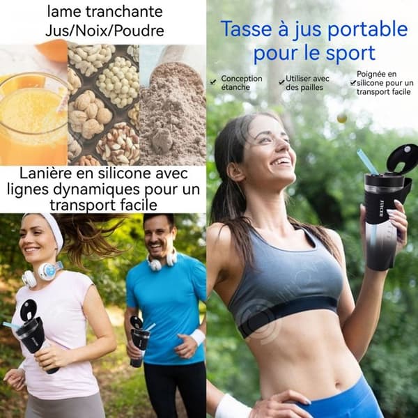 INN Elektrisk citruspress 470ml sportblandare med kopp kan doppa i vatten IP7 silikonupphängningssnöre