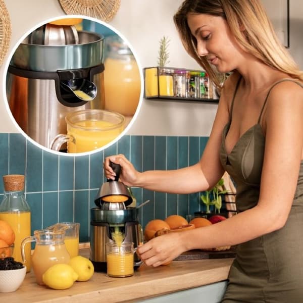 Elektrisk citruspress - CECOTEC - EssentialVita Hyden 120 - 120W - 2 avtagbara koner - Droppskydd