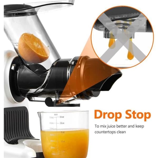 AMZCHEF Juice extractor med bred öppning på 80 mm - 150W juicepress för frukter och grönsaker med hög näring och krossning