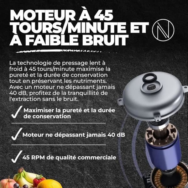 Nebula Red Grande 45RPM Juice extractor, juicer for fruits and vegetables, electric citrus press, sorbet maker and ice machine