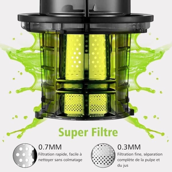 AOBOSI Juice Extractor för Hela Frukter och Grönsaker, Långsam Juicer Kallpress med 80 MM Öppning Omvänd Funktion Motor