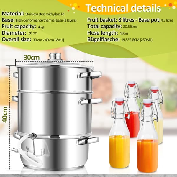 Ångsaftcentrifug Induktion rostfritt stål Juicer Fruktsaftcentrifug Juicer